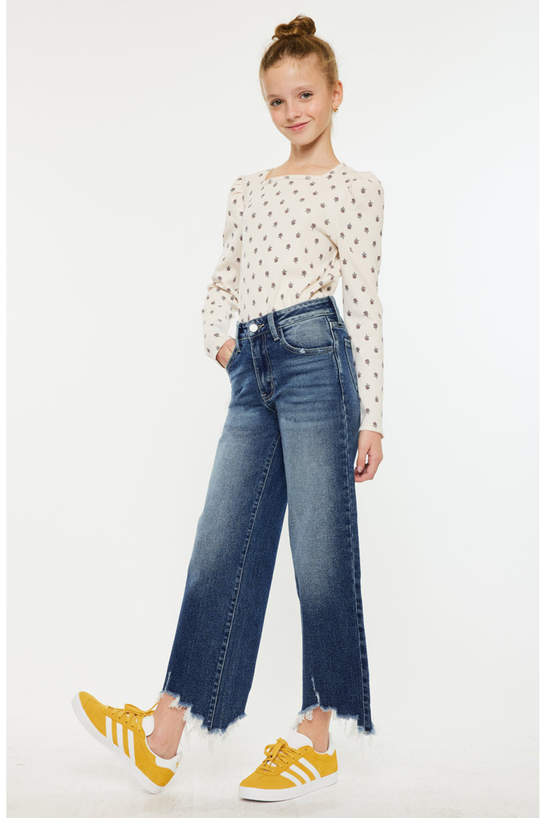 America High Rise Kids Wide Leg Jeans, Alternate, color, Medium Wash