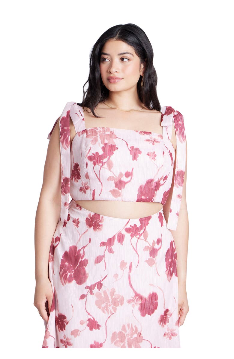 ELOQUII Floral Crop Top, Main, color, Blooms Of Pink