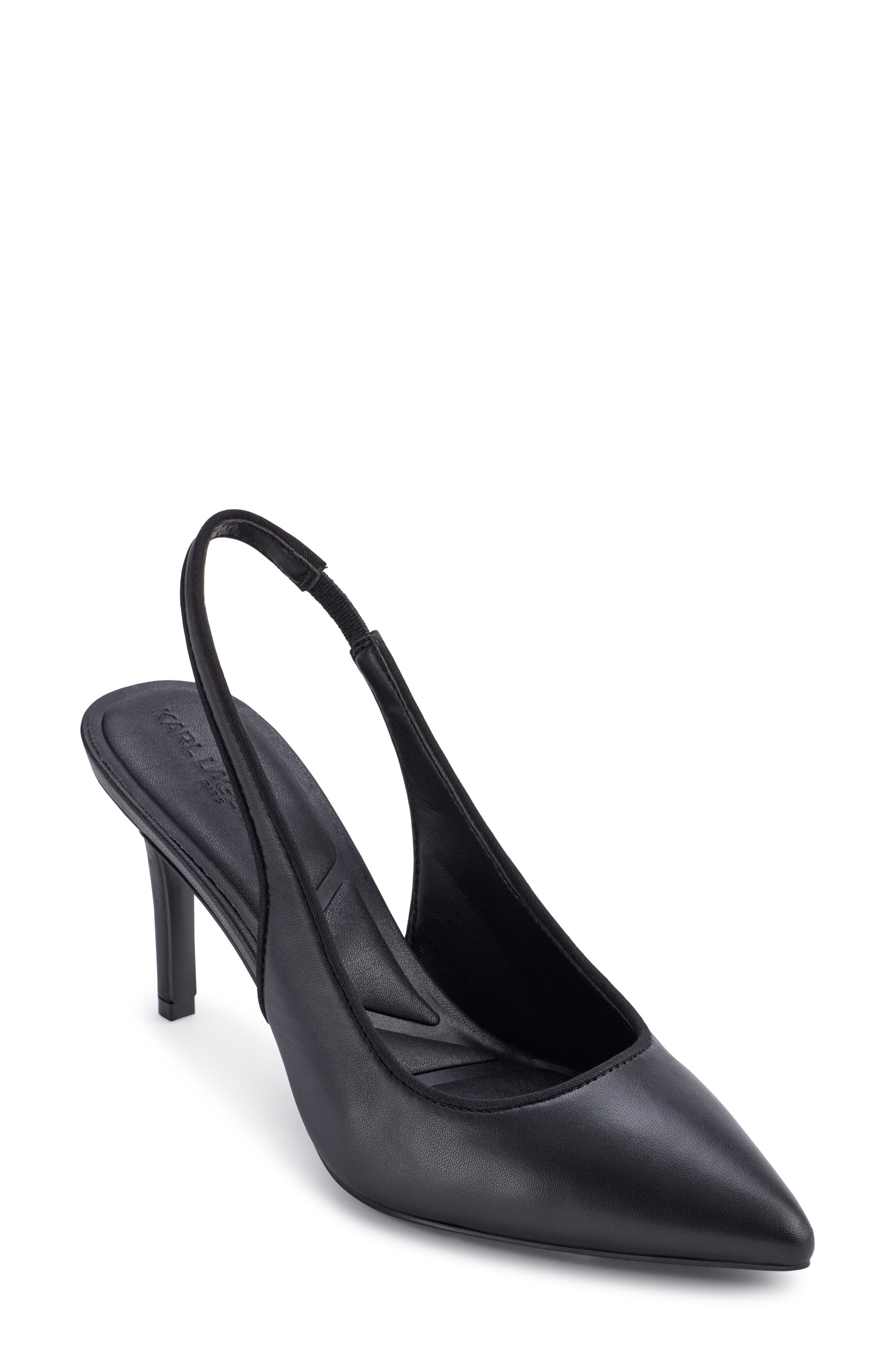 KARL LAGERFELD PARIS Rosalyn Slingback Pointed Toe Pump, Main, color, Black