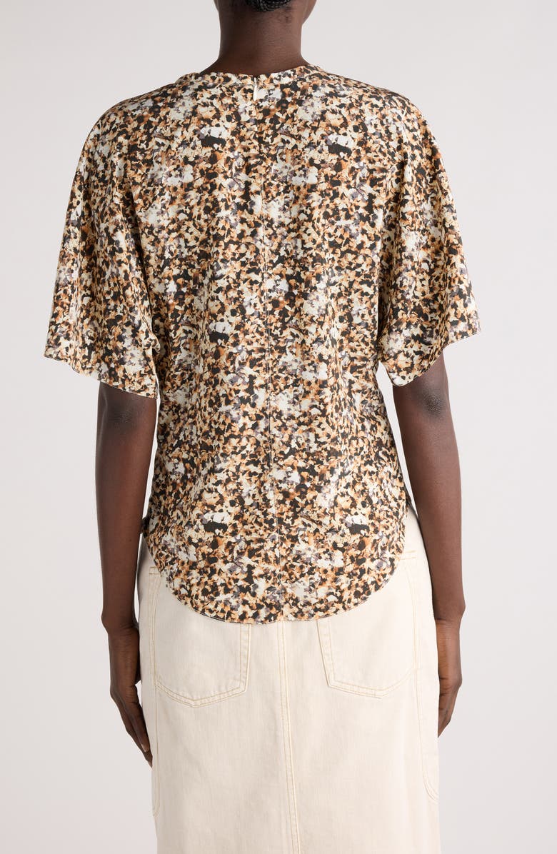 Isabel Marant Karlita Split Sleeve Stretch Silk Top, Alternate, color, Ochre/ Ecru