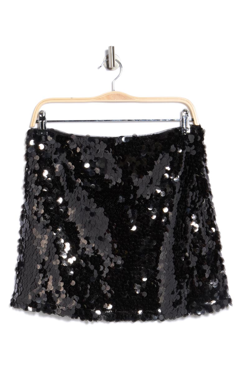 WAYF Sequin Miniskirt, Alternate, color, Black