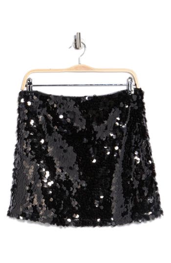 Wayf Sequin Miniskirt In Black