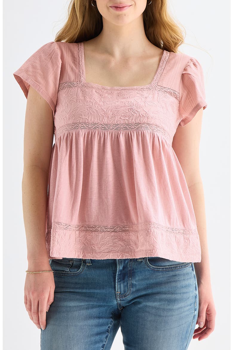 Embroidered Square Neck Top, Main, color, SILVER PINK