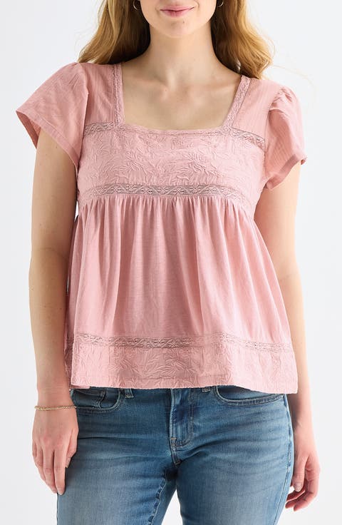 Embroidered Square Neck Top
