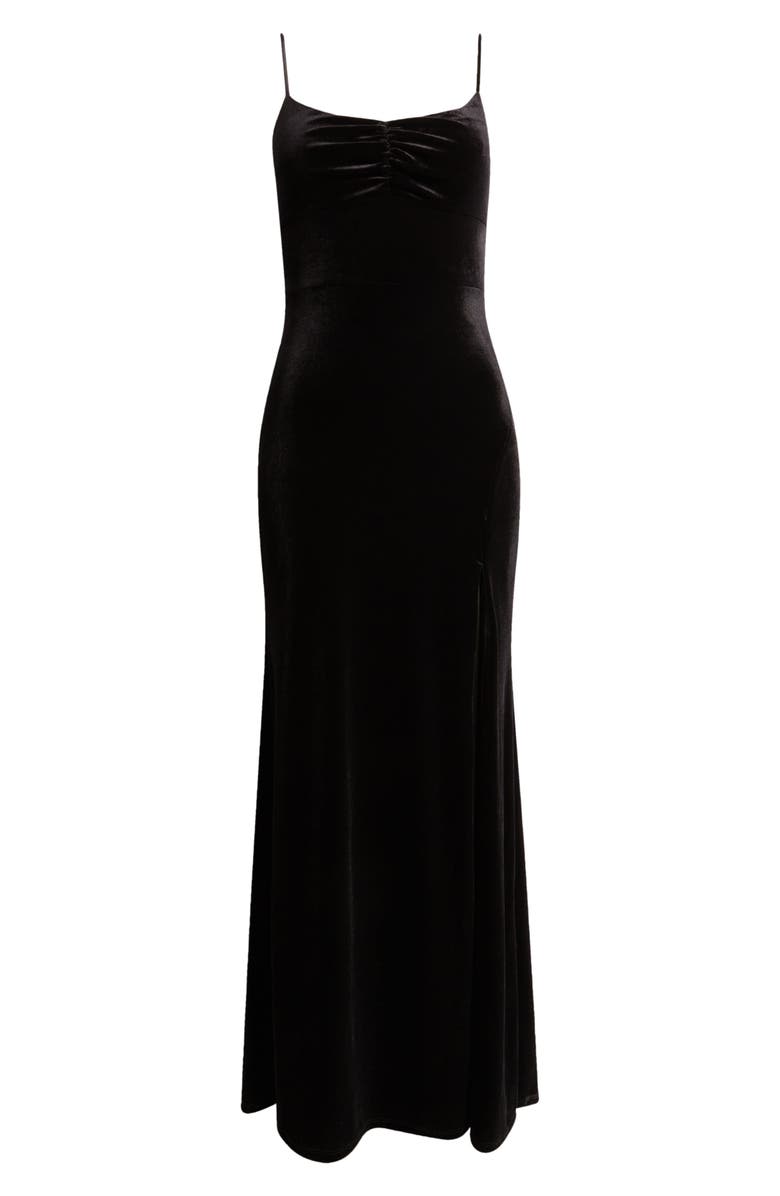 Jump Apparel Cutout Back Velvet Gown, Alternate, color, Black