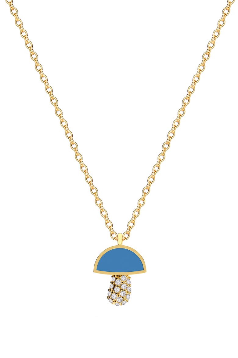 Crystal Pavè Mushroom Pendant Necklace, Main, color, GOLD/BLUE