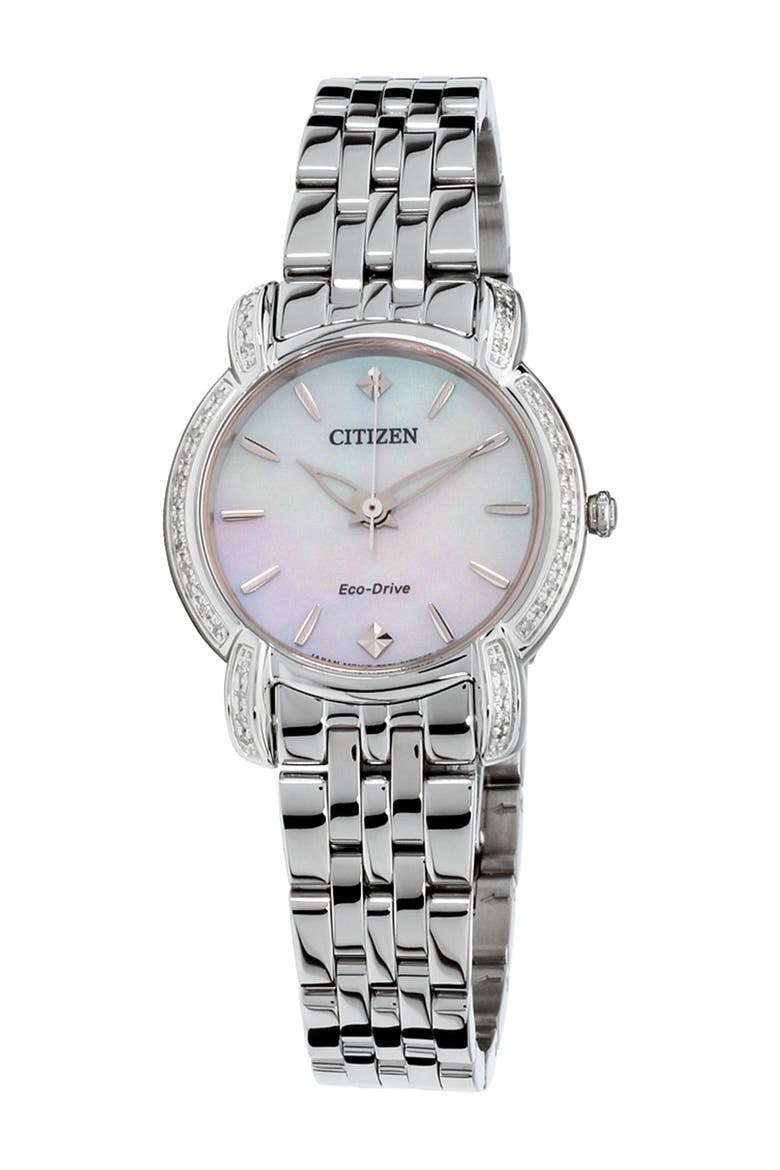 Women's Jolie Diamond Accent Stainless Steel Watch, 30mm, Main, color, SILVER
