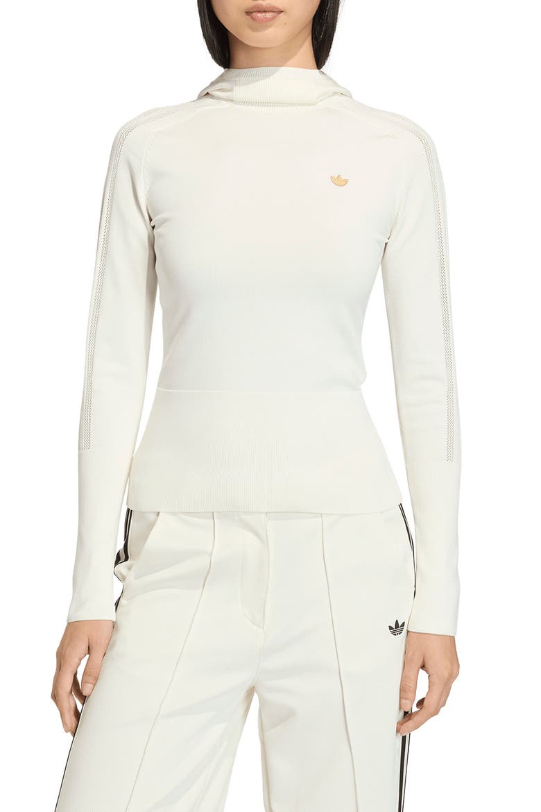 Hooded Logo Knit Sweater, Main, color, OWHITE