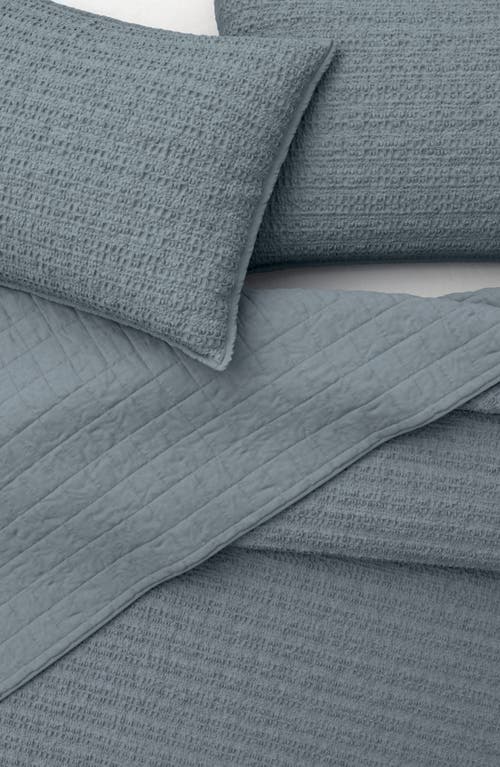 Woven & Weft Waffle Weave 3-piece Quilt Set In Blue