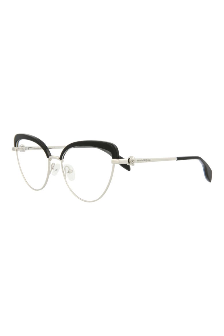 55mm Cat Eye Fashion Optical Glasses, Alternate, color, SILVER SILVER TRANSPARENT