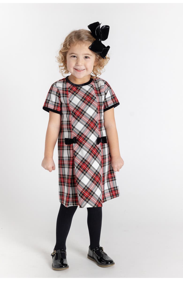 Florence Eiseman Tartan Plaid Dress With Bows, Alternate, color, Red And White Plaid