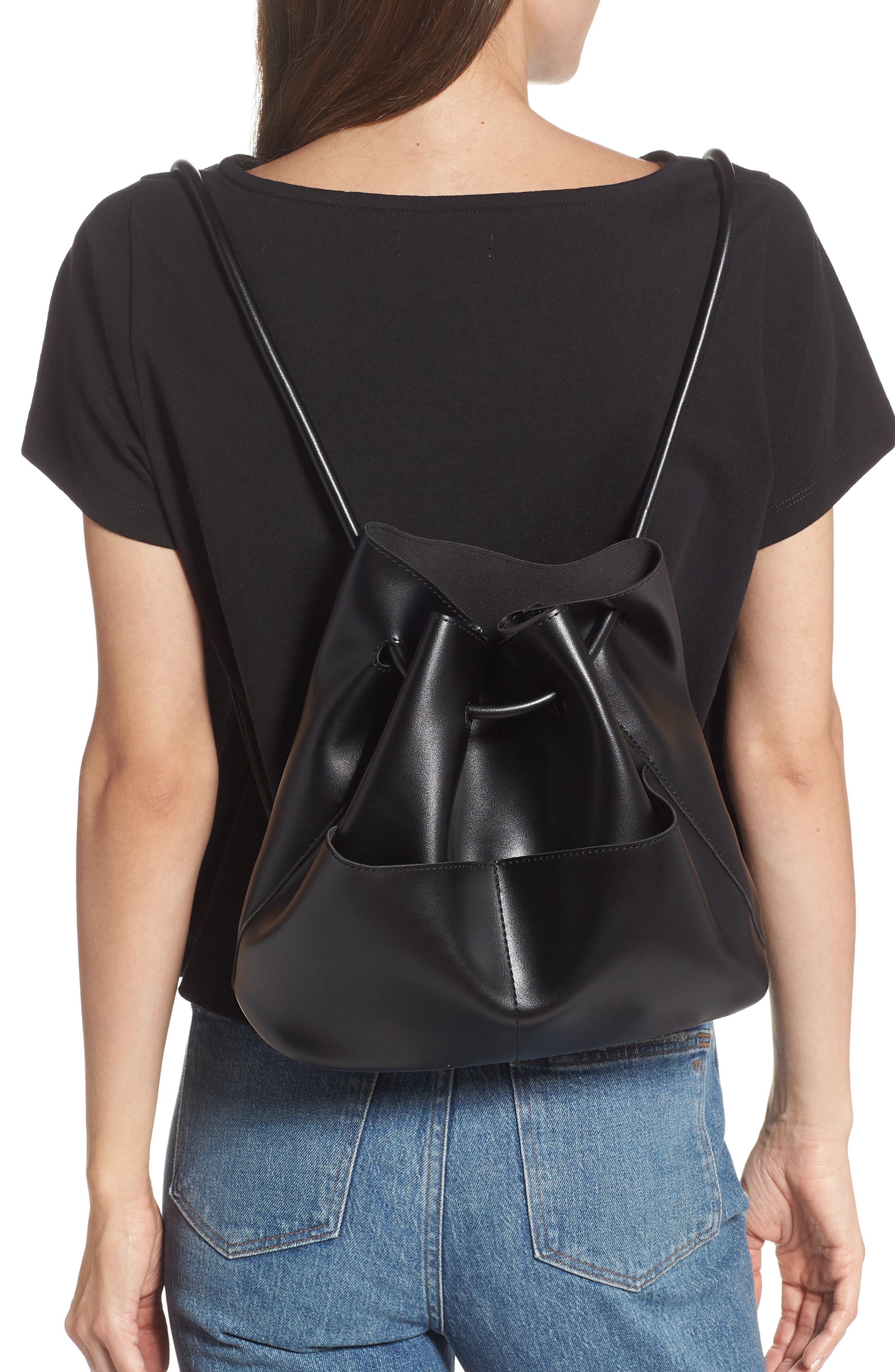 BP. Faux Leather Drawstring Backpack, Alternate, color, 