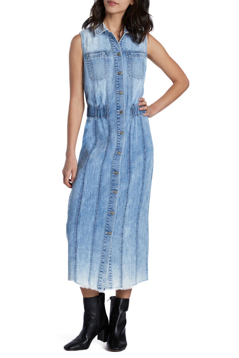 Alice Sleeveless Denim Shirtdress, Main, color, POWDER BLUE