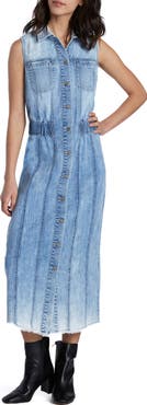 Wash Lab Denim Alice Sleeveless Denim Shirtdress