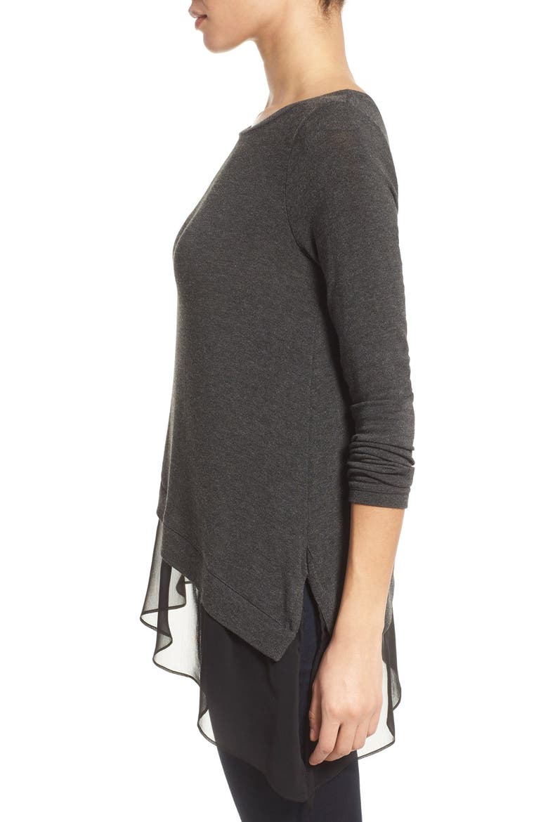 Matty M Asymmetrical Hem Layer Look Top, Alternate, color, GRAPHITE