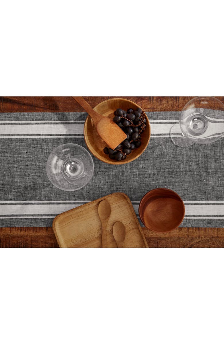 Solino Home Linen Table Runner - Country Stripe, Alternate, color, Black
