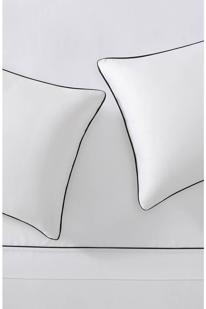 Set of 2 Contrast Piping Shams, Alternate, color, WHITE / BLACK