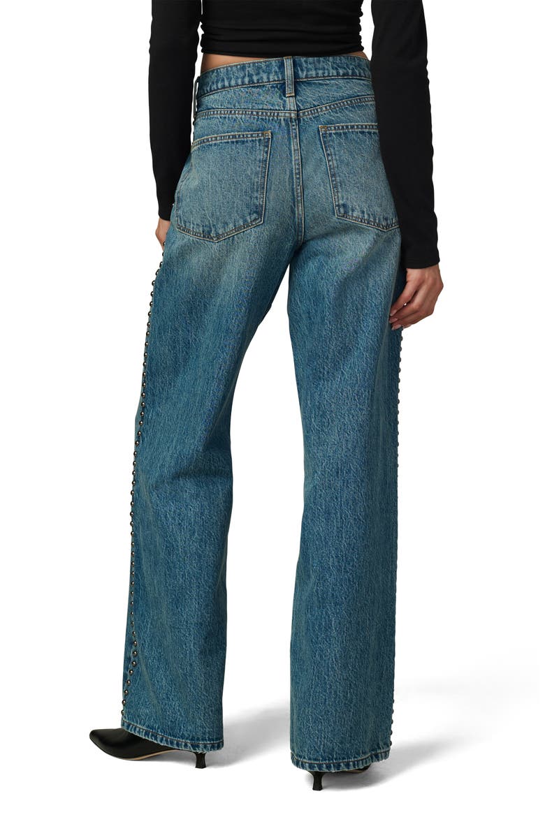 The Harlowe Embellished High Waist Wide Leg Jeans, Alternate, color, MELLOW
