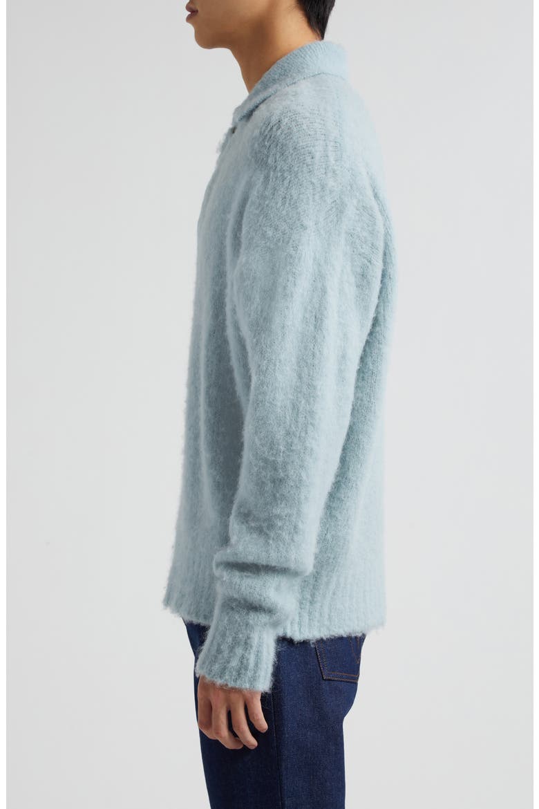 Alpaca & Wool Blend Polo Sweater, Alternate, color, AQUAMARINE