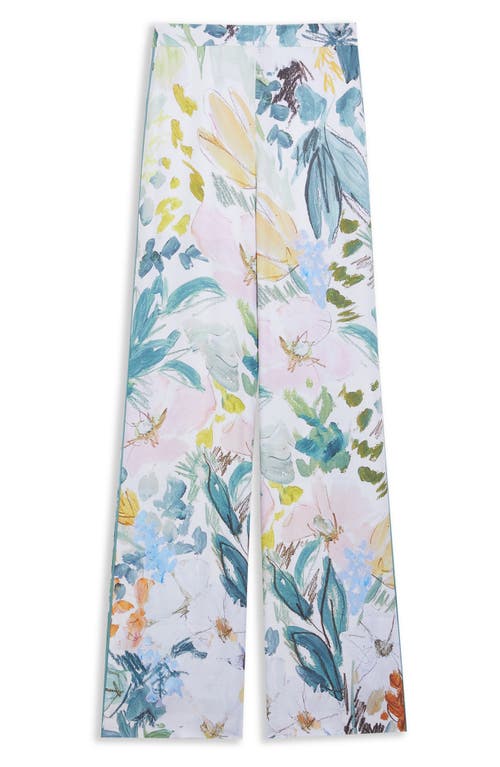 Ted Baker London Sarca Floral Wide Leg Pants In Ivory