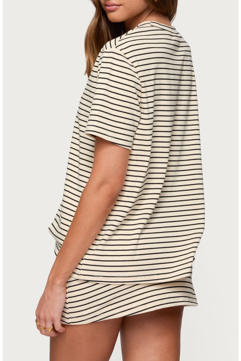Brena Stripe Oversize T-Shirt, Alternate, color, CREAM-AND-BLACK