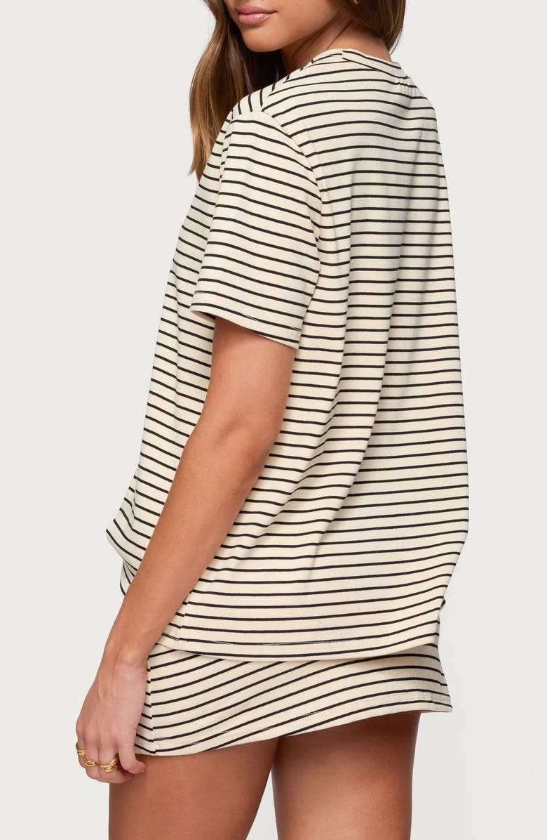 EDIKTED Brena Stripe Oversize T-Shirt, Alternate, color, Cream-And-Black