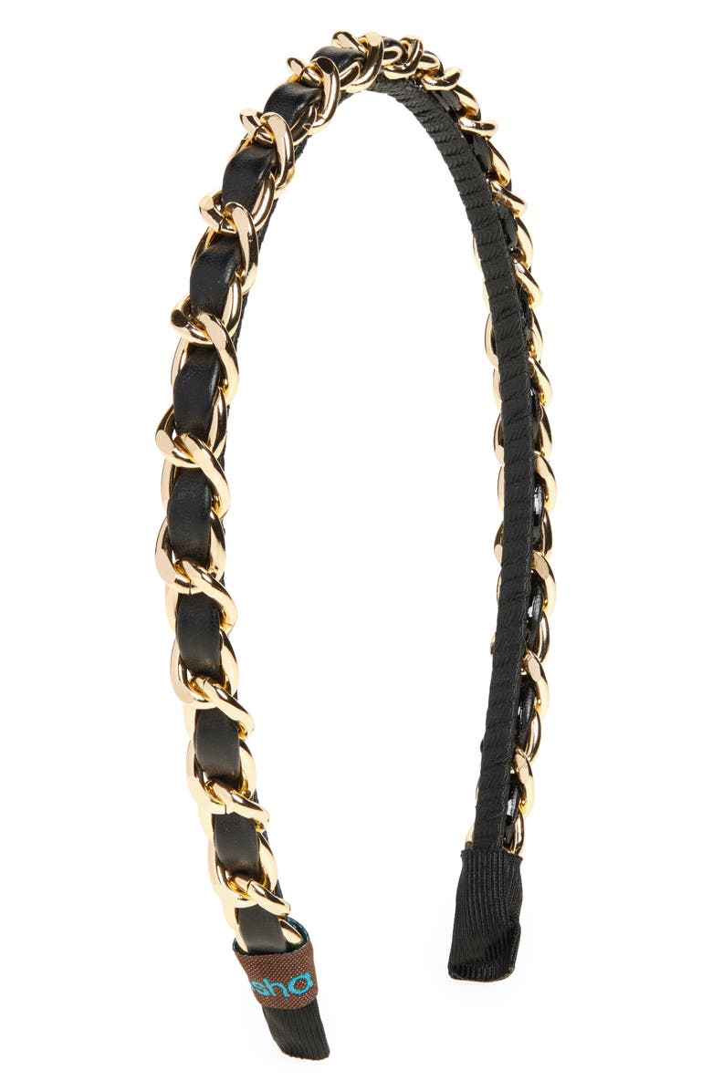 Tasha Chain Link Faux Leather Headband, Main, color, 