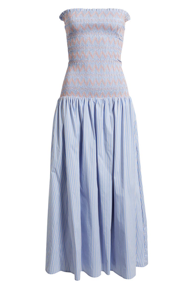 Eleni Smocked Strapless Maxi Dress, Alternate, color, BLUE MULTI