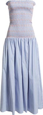 Line & Dot Eleni Smocked Strapless Maxi Dress
