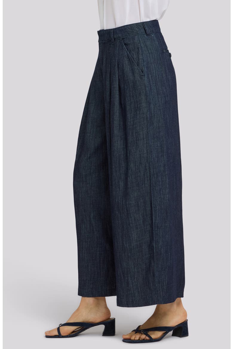 Giselle Pleated Wide Leg Ankle Jeans, Alternate, color, DARK INDIGO