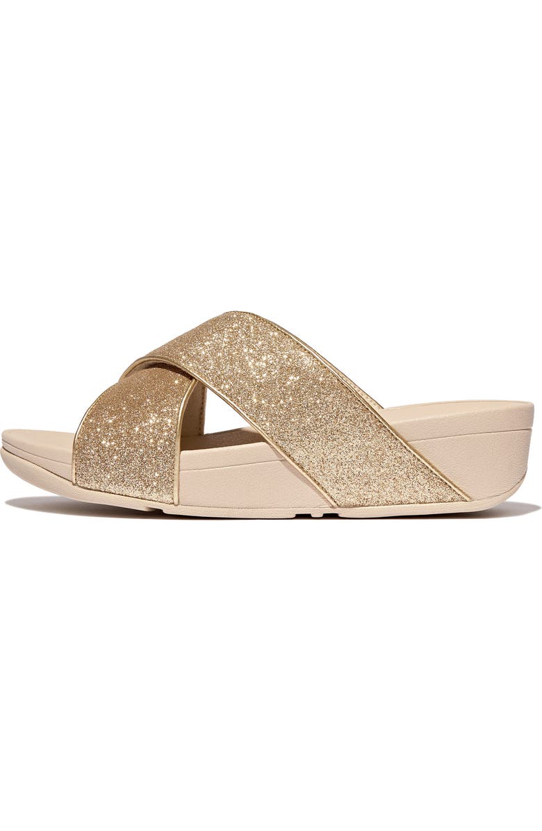 FitFlop Lulu Glitterdust Platform Wedge Slide Sandal, Alternate, color, Yellow