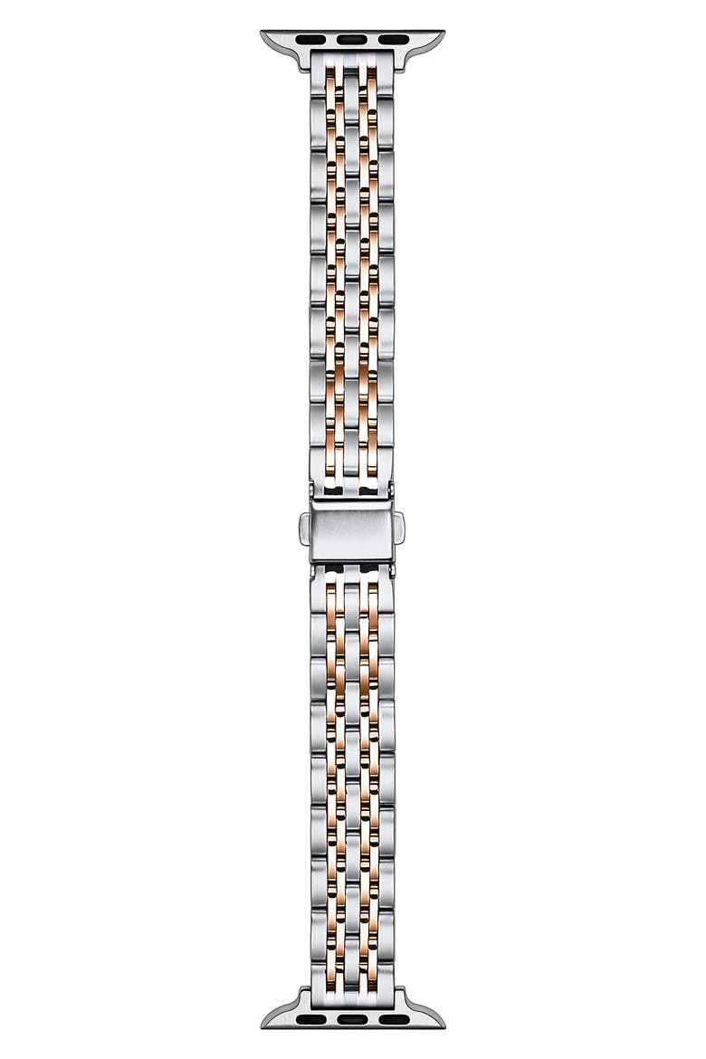 Rainey Skinny Stainless Steel Apple Watch® Watchband, Main, color, SILVER/ ROSE GOLD