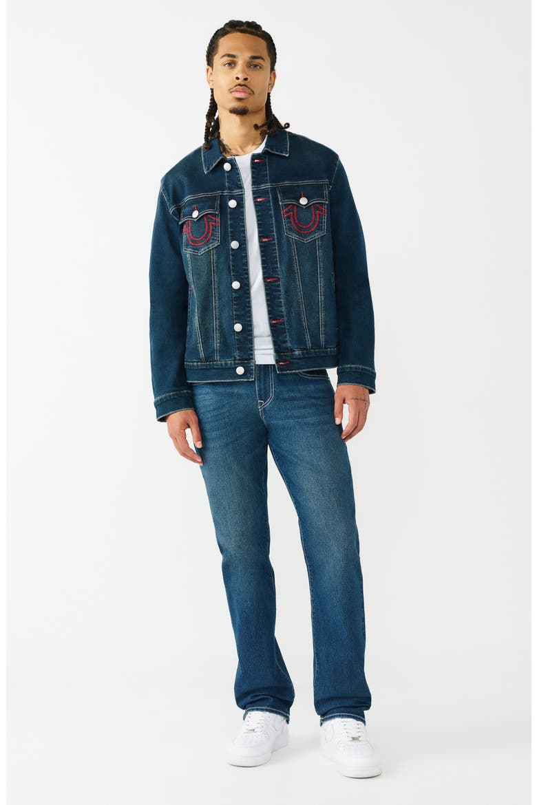 Ladder Stitch Denim Jacket, Alternate, color, DARK HAWKS EYE