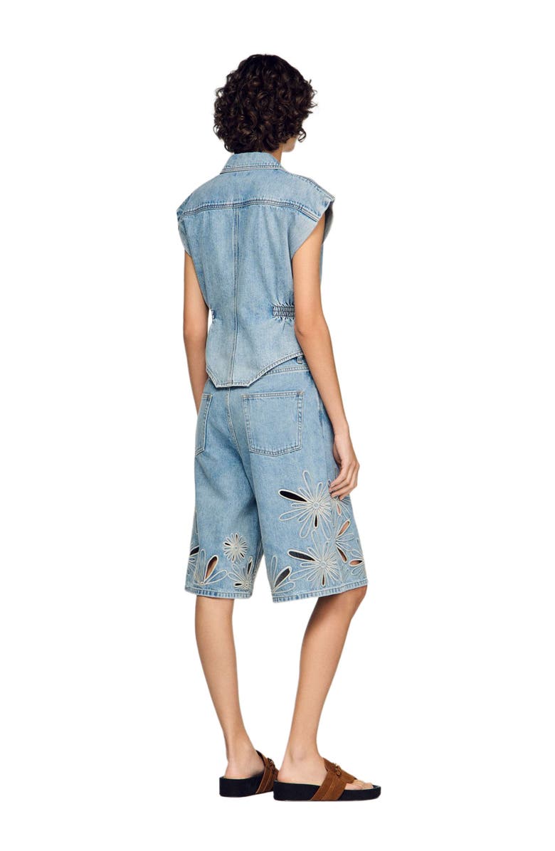 SANDRO Denim top, Alternate, color, Blue Jean