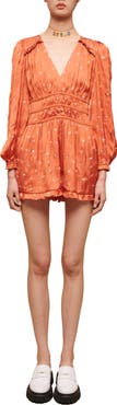 maje Iane Long Sleeve Satin Romper