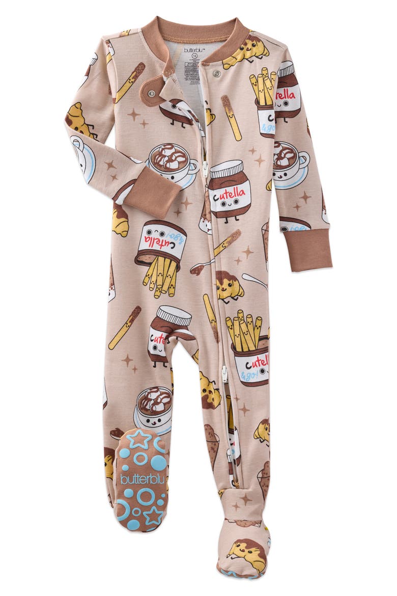 Cruz One-Piece Organic Cotton Footie Pajamas, Alternate, color, CHOC FULL OF CUTE