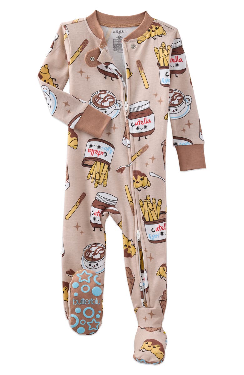 BUTTERBLU Cruz One-Piece Organic Cotton Footie Pajamas, Alternate, color, Choc Full Of Cute