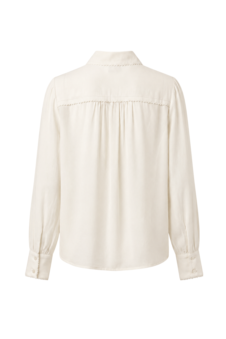 Lilliana Pebbled Crepe Button-Up Blouse, Alternate, color, Ivory