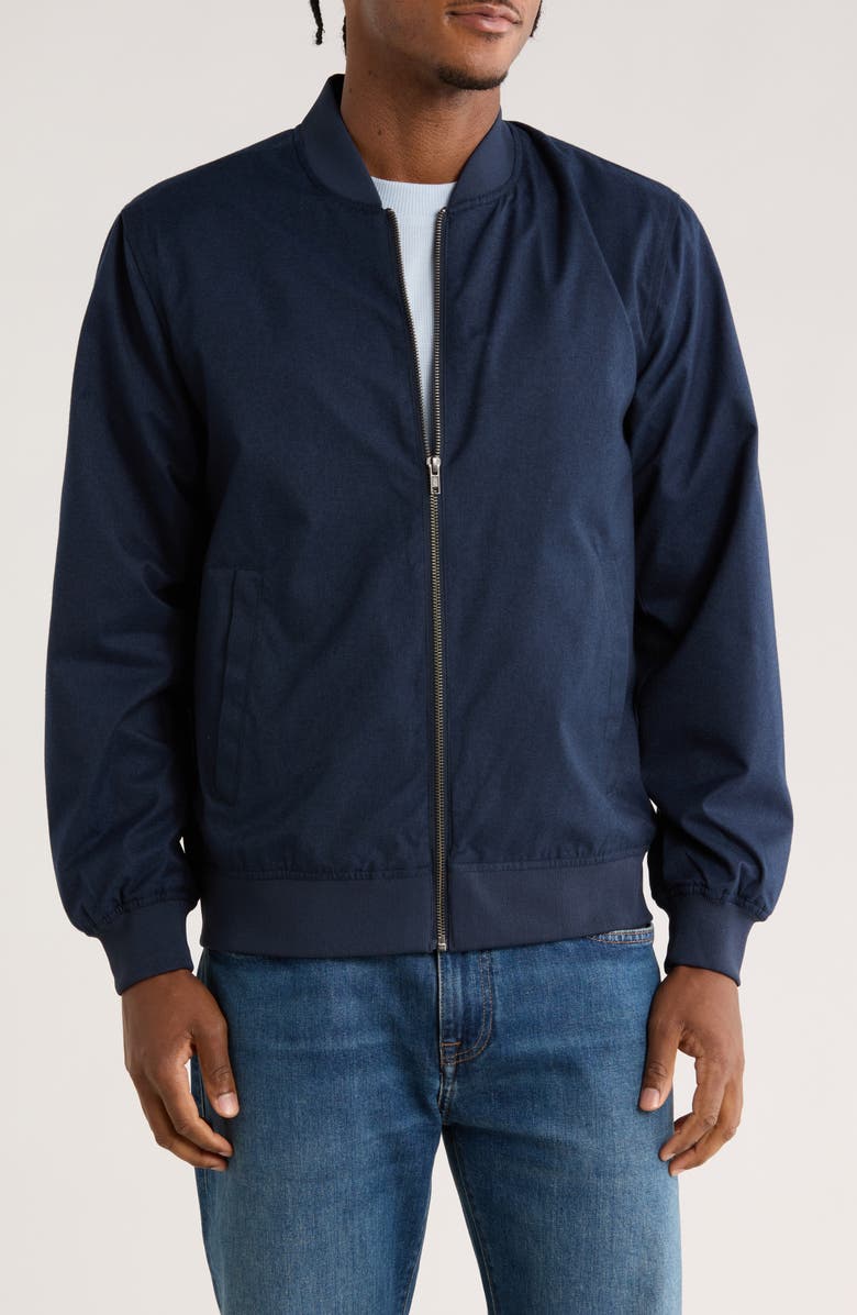 14th & Union Textured Bomber Jacket, Main, color, Navy India Ink Heather