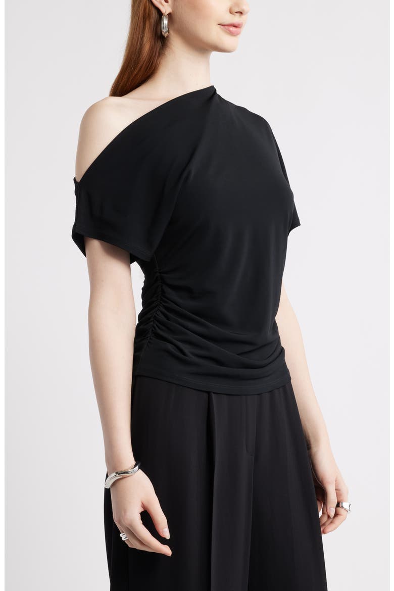 One Shoulder Drape Knit Top, Alternate, color, BLACK