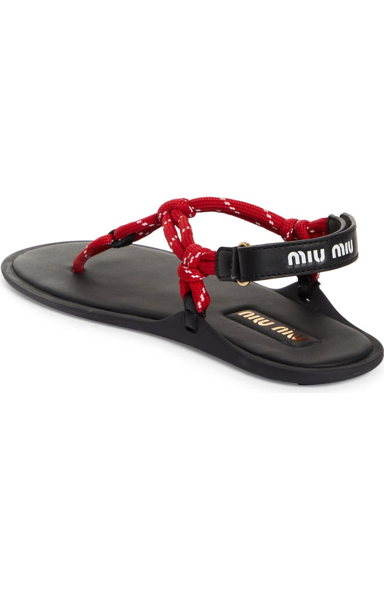 Miu Miu Riviere Cord & Leather Sandal, Alternate, color, Red