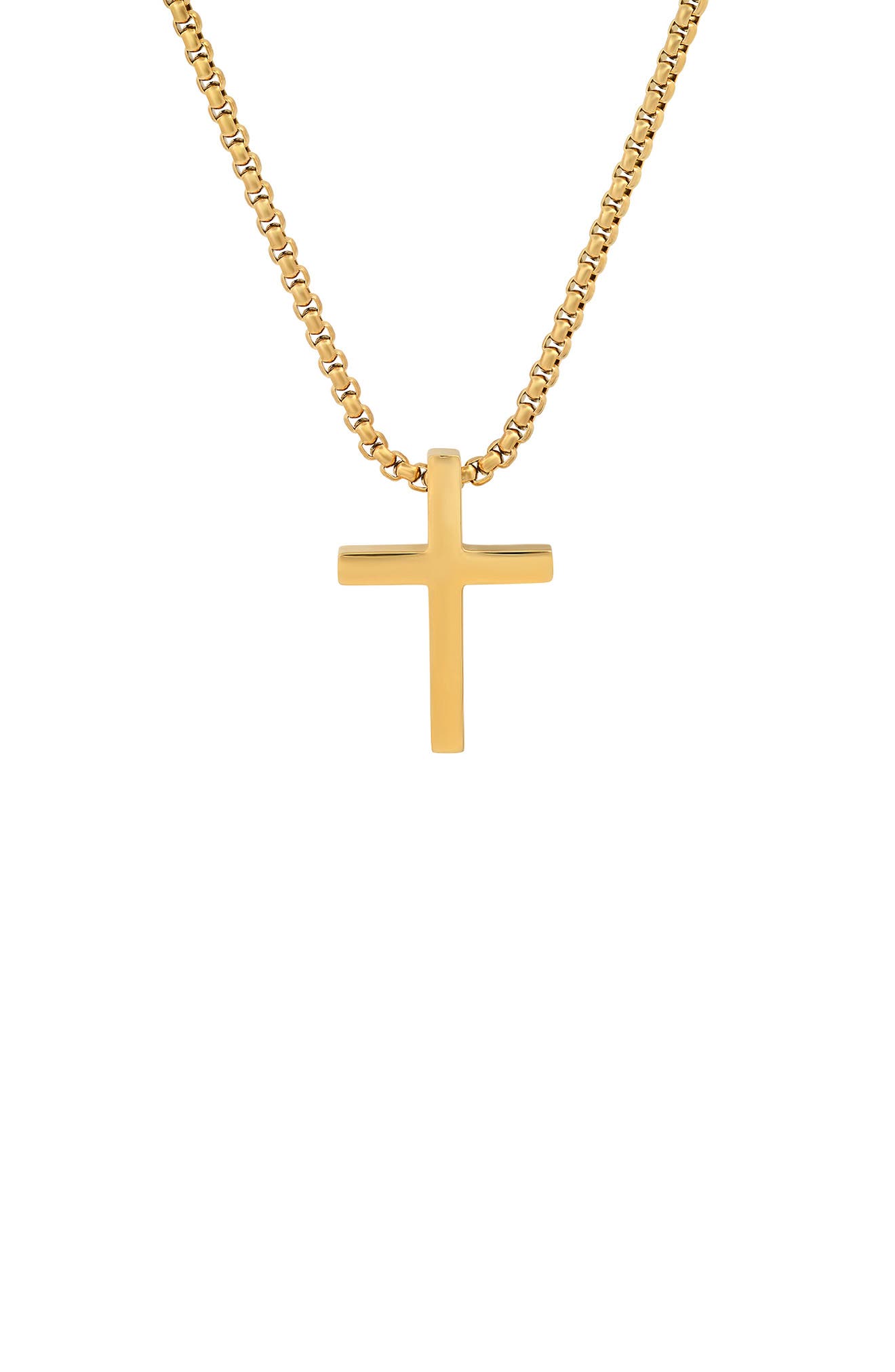 Men's 18K Gold Plated Stainless Steel Cross Pendant Necklace