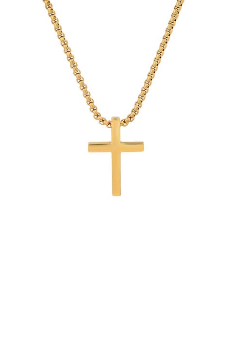 Men's 18K Gold Plated Stainless Steel Cross Pendant Necklace