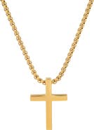 HMY JEWELRY Men's 18K Gold Plated Stainless Steel Cross Pendant Necklace