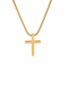 Men's 18K Gold Plated Stainless Steel Cross Pendant Necklace