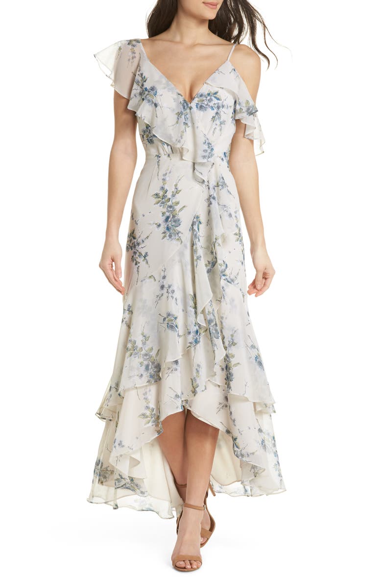 WAYF Elanor Ruffle Faux Wrap Maxi Dress, Main, color, 