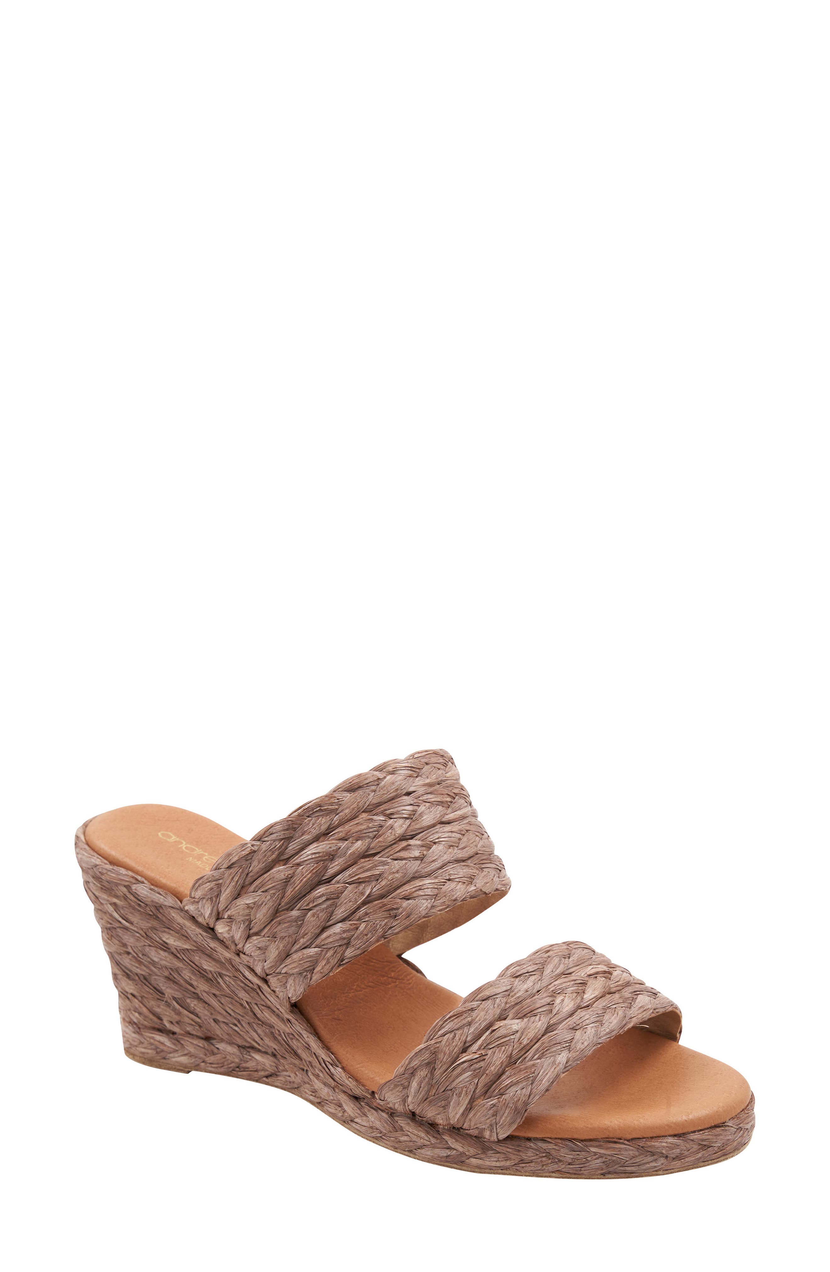 André Assous Nolita Raffia Wedge Slide Sandal, Main, color, 