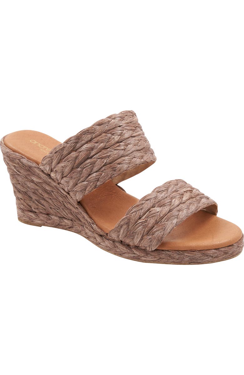 André Assous Nolita Raffia Wedge Slide Sandal, Main, color,