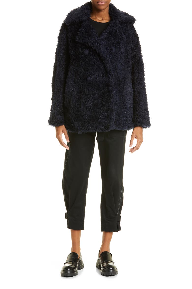 Faux Shearling Jacket, Alternate, color, NAVY
