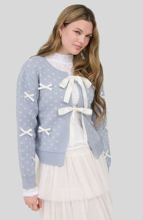 Blu Pepper Heart Ribbons Crop Cardigan In Gray